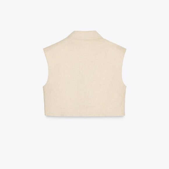 ZARA LINEN BLEND SHORT VEST - Small - NWT - Picture 2 of 5